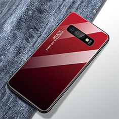 Silicone Frame Mirror Rainbow Gradient Case Cover A01 for Samsung Galaxy S10 Plus Red