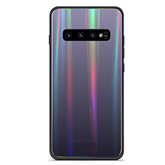 Silicone Frame Mirror Rainbow Gradient Case Cover A02 for Samsung Galaxy S10 Plus Black