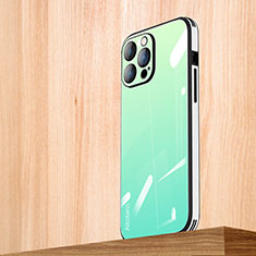 Silicone Frame Mirror Rainbow Gradient Case Cover AT1 for Apple iPhone 15 Pro Matcha Green