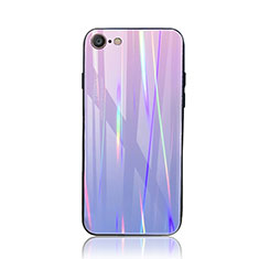 Silicone Frame Mirror Rainbow Gradient Case Cover for Apple iPhone 8 Purple