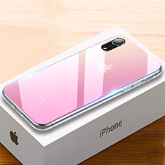 Silicone Frame Mirror Rainbow Gradient Case Cover for Apple iPhone XR Pink