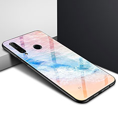 Silicone Frame Mirror Rainbow Gradient Case Cover for Huawei Enjoy 10 Plus Orange