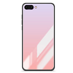 Silicone Frame Mirror Rainbow Gradient Case Cover for Huawei Honor 10 Pink