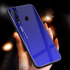 Silicone Frame Mirror Rainbow Gradient Case Cover for Huawei Honor 20 Lite Blue
