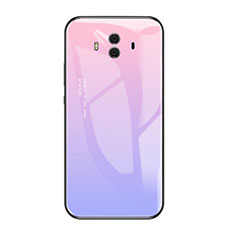 Silicone Frame Mirror Rainbow Gradient Case Cover for Huawei Mate 10 Purple