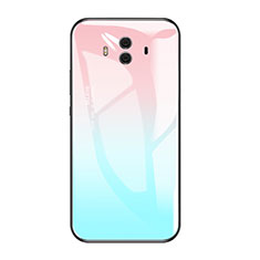 Silicone Frame Mirror Rainbow Gradient Case Cover for Huawei Mate 10 Sky Blue