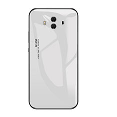 Silicone Frame Mirror Rainbow Gradient Case Cover for Huawei Mate 10 White