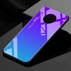 Silicone Frame Mirror Rainbow Gradient Case Cover for Huawei Mate 30 5G Blue