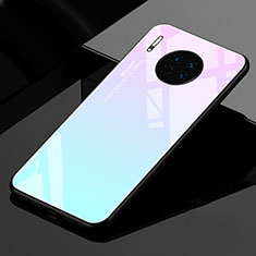 Silicone Frame Mirror Rainbow Gradient Case Cover for Huawei Mate 30 5G Cyan