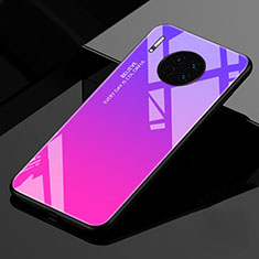 Silicone Frame Mirror Rainbow Gradient Case Cover for Huawei Mate 30 5G Hot Pink