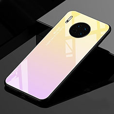 Silicone Frame Mirror Rainbow Gradient Case Cover for Huawei Mate 30 Pro Gold