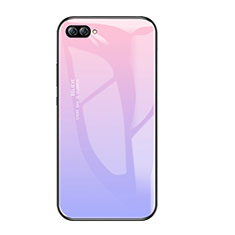 Silicone Frame Mirror Rainbow Gradient Case Cover for Huawei Nova 2S Purple