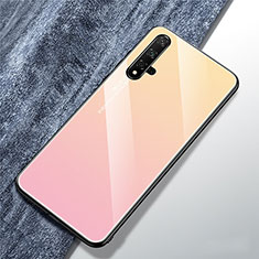Silicone Frame Mirror Rainbow Gradient Case Cover for Huawei Nova 5T Pink