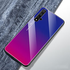 Silicone Frame Mirror Rainbow Gradient Case Cover for Huawei Nova 5T Purple