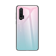 Silicone Frame Mirror Rainbow Gradient Case Cover for Huawei Nova 6 5G Cyan