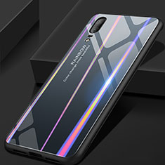 Silicone Frame Mirror Rainbow Gradient Case Cover for Huawei P20 Gray