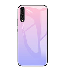 Silicone Frame Mirror Rainbow Gradient Case Cover for Huawei P20 Pro Purple