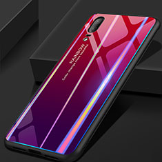 Silicone Frame Mirror Rainbow Gradient Case Cover for Huawei P20 Red