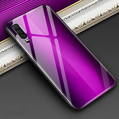 Silicone Frame Mirror Rainbow Gradient Case Cover for Huawei P30 Purple
