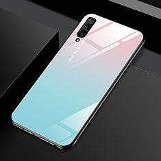 Silicone Frame Mirror Rainbow Gradient Case Cover for Huawei Y9s Cyan