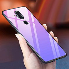 Silicone Frame Mirror Rainbow Gradient Case Cover for Nokia 7.1 Plus Purple