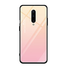 Silicone Frame Mirror Rainbow Gradient Case Cover for OnePlus 7 Pro Pink