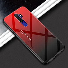 Silicone Frame Mirror Rainbow Gradient Case Cover for Oppo A11 Red
