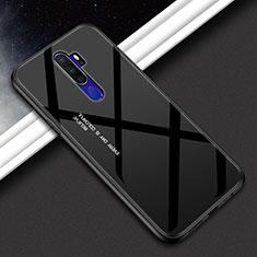 Silicone Frame Mirror Rainbow Gradient Case Cover for Oppo A11X Black
