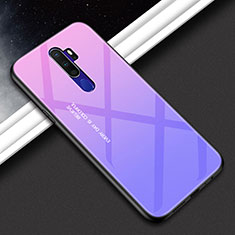 Silicone Frame Mirror Rainbow Gradient Case Cover for Oppo A11X Purple