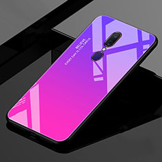 Silicone Frame Mirror Rainbow Gradient Case Cover for Oppo A9 Purple