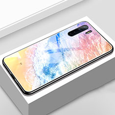 Silicone Frame Mirror Rainbow Gradient Case Cover for Oppo A91 Orange