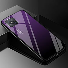 Silicone Frame Mirror Rainbow Gradient Case Cover for Oppo A92s 5G Purple