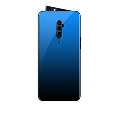 Silicone Frame Mirror Rainbow Gradient Case Cover for Oppo Reno 10X Zoom Blue