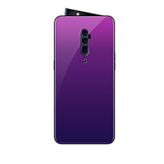 Silicone Frame Mirror Rainbow Gradient Case Cover for Oppo Reno 10X Zoom Purple