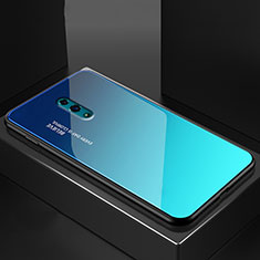 Silicone Frame Mirror Rainbow Gradient Case Cover for Oppo Reno Blue