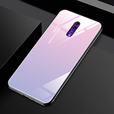 Silicone Frame Mirror Rainbow Gradient Case Cover for Oppo Reno Z Pink