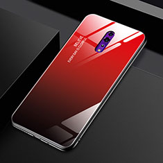 Silicone Frame Mirror Rainbow Gradient Case Cover for Oppo Reno Z Red