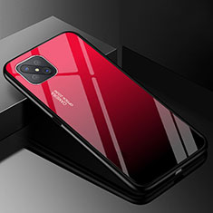 Silicone Frame Mirror Rainbow Gradient Case Cover for Oppo Reno4 Z 5G Red and Black