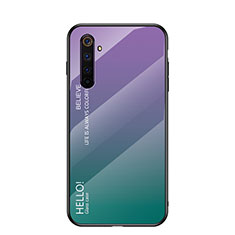 Silicone Frame Mirror Rainbow Gradient Case Cover for Realme 6 Green
