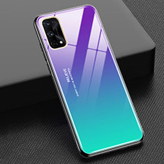 Silicone Frame Mirror Rainbow Gradient Case Cover for Realme X7 Pro 5G Purple