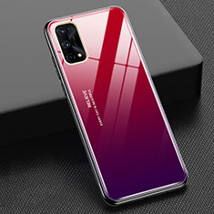 Silicone Frame Mirror Rainbow Gradient Case Cover for Realme X7 Pro 5G Red Wine