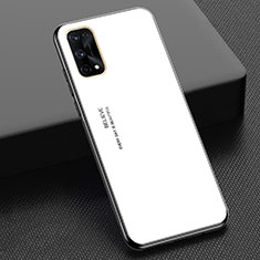 Silicone Frame Mirror Rainbow Gradient Case Cover for Realme X7 Pro 5G White