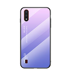 Silicone Frame Mirror Rainbow Gradient Case Cover for Samsung Galaxy A01 SM-A015 Purple
