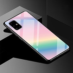 Silicone Frame Mirror Rainbow Gradient Case Cover for Samsung Galaxy A51 5G Colorful