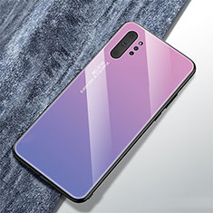 Silicone Frame Mirror Rainbow Gradient Case Cover for Samsung Galaxy Note 10 Plus 5G Purple