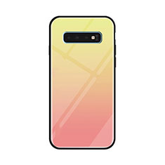 Silicone Frame Mirror Rainbow Gradient Case Cover for Samsung Galaxy S10 5G Yellow