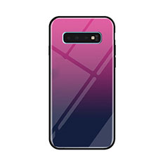 Silicone Frame Mirror Rainbow Gradient Case Cover for Samsung Galaxy S10 Plus Purple