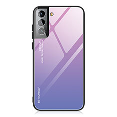 Silicone Frame Mirror Rainbow Gradient Case Cover for Samsung Galaxy S21 Plus 5G Clove Purple