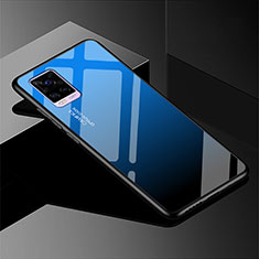 Silicone Frame Mirror Rainbow Gradient Case Cover for Vivo V20 Pro 5G Blue