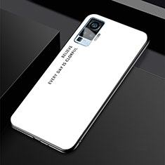 Silicone Frame Mirror Rainbow Gradient Case Cover for Vivo X50 Pro 5G White